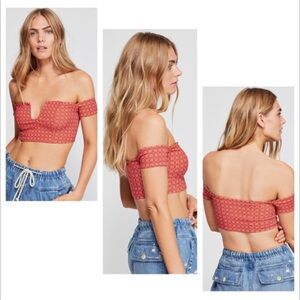Free People Intimately Off Shoulder Brami Women Color Vermillionett Combo Size M